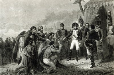 Pokonany Hiszpan pada na twarz przed Napoleonem przed jego wjazdem do Madrytu, grudzień 1808 r. autorstwa Antoine Charles Horace Vernet