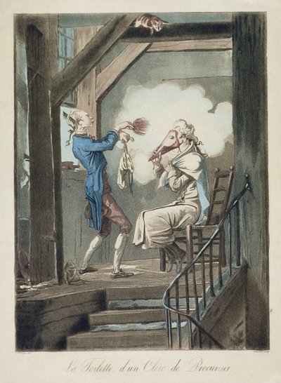 Toaleta urzędnika adwokackiego, rytowana przez Philiberta Louisa Debucourta (1755-1832) autorstwa Antoine Charles Horace Vernet
