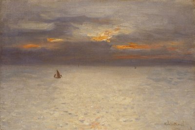 Otwarte morze, wieczorna atmosfera; Boulogne, ok. 1869-72 (olej na płótnie) autorstwa Antoine Chintreuil