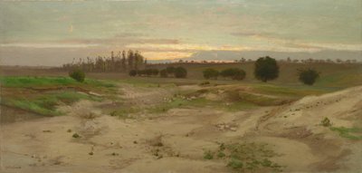 The Marl Pit at Mulcent: Wieczór, po 1857 (olej na papierze, zamontowany na tekturze, zamontowany na sklejce) autorstwa Antoine Chintreuil
