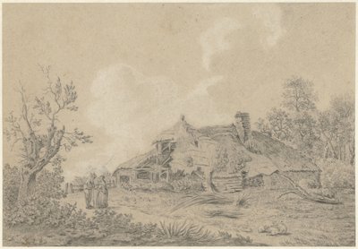 Dom wiejski z dwiema postaciami autorstwa Antoine Daniel Prudhomme