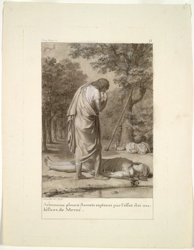 Arystomenes opłakujący śmierć Sokratesa od zaklęcia Meroe... Złoty osioł, 1795. autorstwa Antoine Denis Chaudet