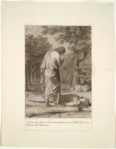 Arystomenes opłakujący śmierć Sokratesa z czarów Meroego (z 1 księgi Apulejusza, „Złoty Osioł”) autorstwa Antoine Denis Chaudet