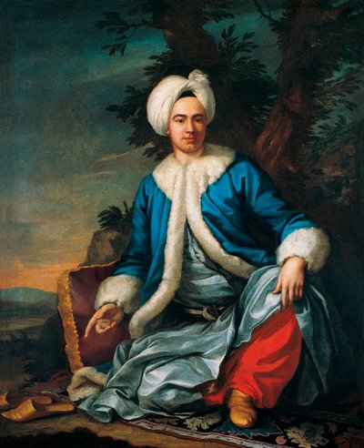 Portret Europejczyka w stroju tureckim - Obraz Antoine de Favray (1706-1791), olej na płótnie (146x119 cm), druga połowa XVIII wieku, sztuka francuska - Pera Museum, Stambuł (Turcja) autorstwa Antoine Favray