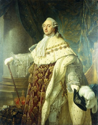 Portret Ludwika XV noszącego szaty państwowe, autorstwa Antoine François Callet