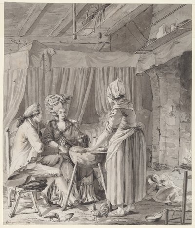Elegancka para obiadowa w wiejskim domku autorstwa Antoine François Sergent