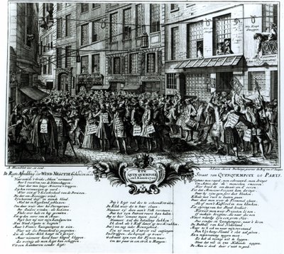 Rue Quinquempoix w 1720 r autorstwa Antoine Humblot