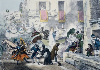 Rzucanie konfetti podczas karnawału w Rzymie, Antoine-Jean-Baptiste Thomas (1791-1833), Włochy autorstwa Antoine Jean Baptiste Thomas