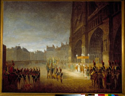 Błogosławieństwo flag na placu katedry Notre Dame de Paris w 1804 r. Obraz przypisywany Antoine Jean Gros (1771-1835) XIX-wieczne słońce. 1,1x1,46 m Paryż, Muzeum Carnavalet autorstwa Antoine Jean (attr. to) Gros