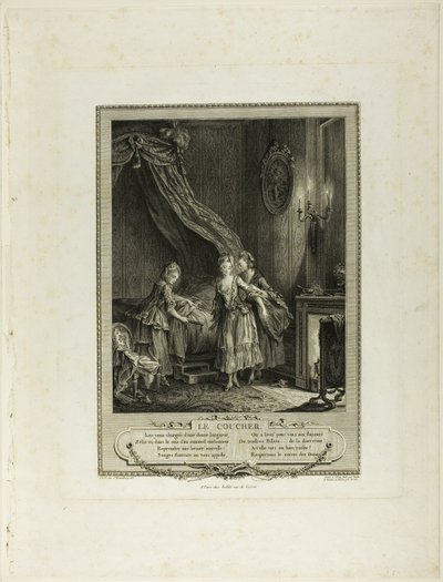 Kładąc się do łóżka, z Monument du Costume Physique et Moral de la fin du Dix-huitième siècle autorstwa Antoine Jean Duclos