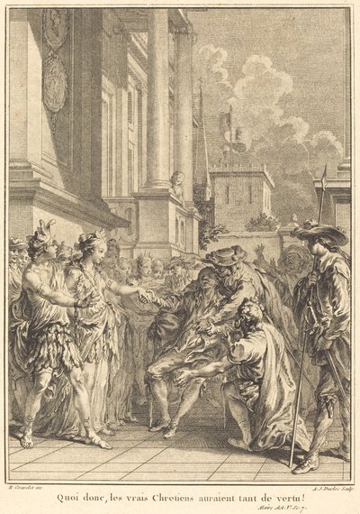 Cóż więc, prawdziwi chrześcijanie mieliby tyle cnoty! autorstwa Antoine Jean Duclos after Hubert François Gravelot