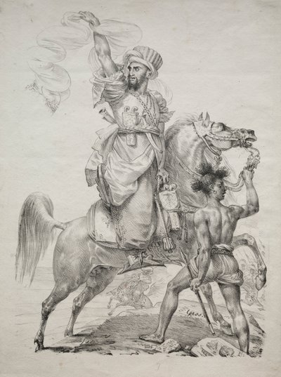 Wódz Mameluków na koniu sygnalizującym pomoc, 1817. autorstwa Antoine Jean Gros