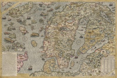 Mapa morza (przystań Carta) autorstwa Olausa Magnusa (1490-1557) autorstwa Antoine Lafrery