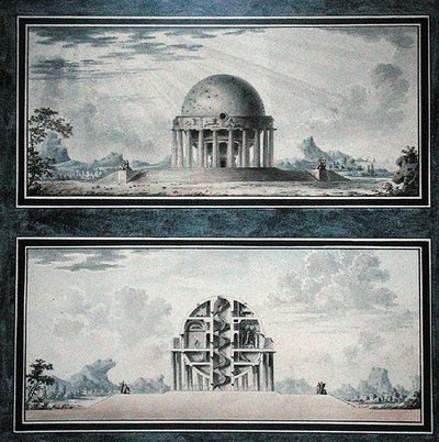 Projekt Domu dla Kosmopolity, 1783 (wc na papierze) (detal) (patrz także 195241-195242, 196725-196726) autorstwa Antoine Laurent Thomas Vaudoyer