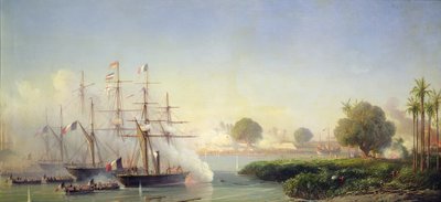 Szturm na Cytadelę Sajgonu przez wiceadmirała Rigault de Genouilly, 17 lutego autorstwa Antoine Leon Morel Fatio