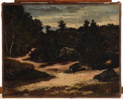 Francuski: Chemin sableux en forêt de Fontainebleau autorstwa Antoine Louis Barye