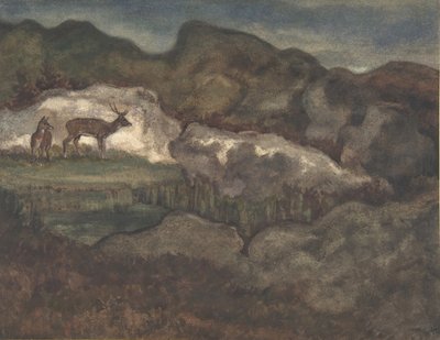 Izardy w lodowcach kozica pirenejska, 1810-75. autorstwa Antoine Louis Barye