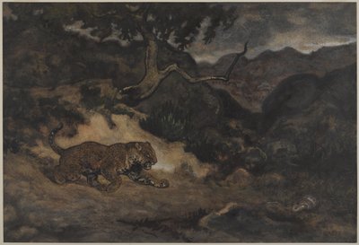Jaguar Odkrywający Węża, ok. 1840 (wc na papierze) autorstwa Antoine Louis Barye