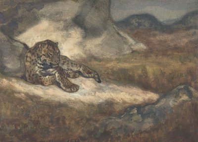 Leopard leżący, 1810-75. autorstwa Antoine Louis Barye