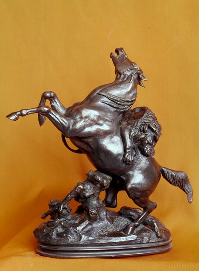 Lew atakujący konia Rzeźba z brązu autorstwa Antoine Louis Barye (1795-1875) XIX wiek. Paryż, Luwr autorstwa Antoine Louis Barye