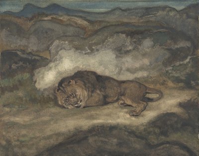 Lew śpi, 1810-75. autorstwa Antoine Louis Barye
