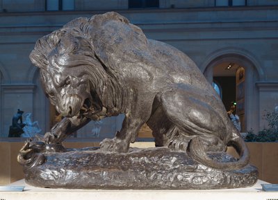 Lew z wężem ... autorstwa Antoine Louis Barye