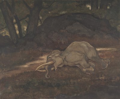 Śpiący słoń, 1810-75. autorstwa Antoine Louis Barye
