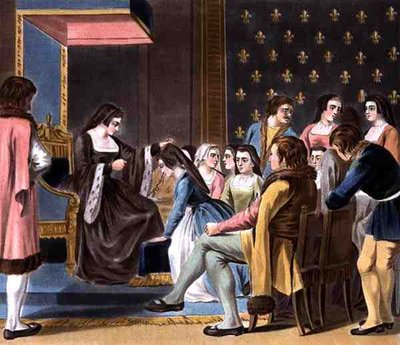 Założenie zakonu mniszek franciszkańskich przez Annę Bretańską (1477-1514), rytowane przez Jeana Baptiste
