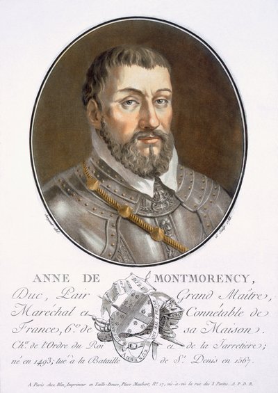 Anna de Montmorency, z Portraits des grands hommes, femmes illustres, et sujets memorables de France, grave et imprimes en couleurs, wyd. Pierre Blin, 1786-92, Paryż (rycina kolorowa) autorstwa Antoine Louis Francois Sergent-Marceau