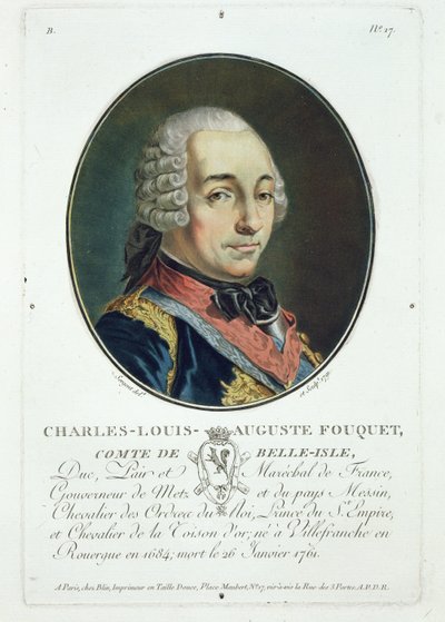 Charles-Louis-Auguste Fouquet (1684-1761) z „Portrety wielkich mężczyzn, znamienitych kobiet i pamiętnych poddanych Francji”, opublikowane w latach 1787-92 autorstwa Antoine Louis Francois Sergent-Marceau
