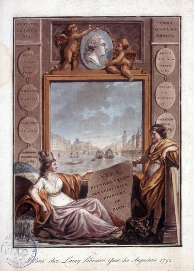 Paryż widziany z Lamy, księgarnia Quai des Augustins autorstwa Antoine Louis Francois Sergent Marceau