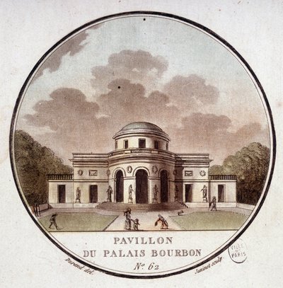 Pawilon Palais Bourbon, Paryż. W pritoresque widokach głównych budynków Paryża autorstwa sierżanta autorstwa Antoine Louis Francois Sergent Marceau