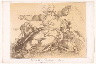 Stworzenie Ziemi z Chaosu przez Boga Le père eternel débrouillant le chaos (tytuł na przedmiocie) autorstwa Antoine Maurin