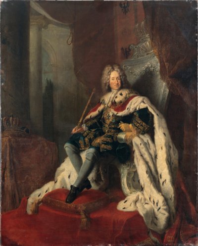 Król Fryderyk I na srebrnym tronie, ok. 1712 r. autorstwa Antoine Pesne