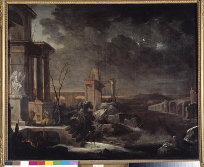 Krajobraz starożytnych ruin o świcie autorstwa Antoine Pierre the Younger Patel