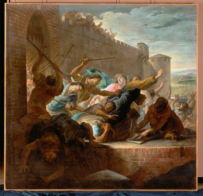 Wypędzenie hugenotów z Tuluzy po oblężeniu miasta przez wojska księcia de Conde (obraz na płótnie) autorstwa Antoine Rivalz