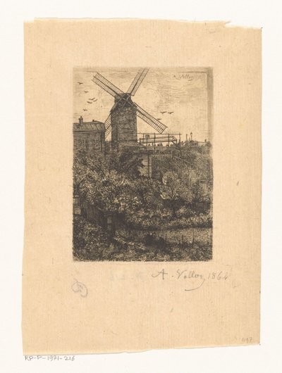 Widok na Moulin de la Galette w Montmartre autorstwa Antoine Vollon (signed by artist)