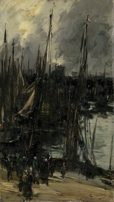 Widok na port w Dunkierce (lub Dieppe?) autorstwa Antoine Vollon