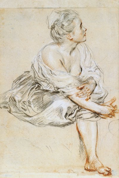Siedząca młoda kobieta autorstwa Antoine Watteau
