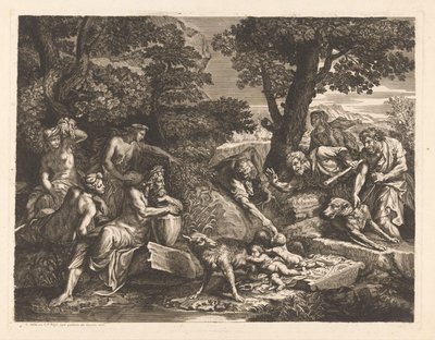 Romulus i Remus odnalezione przez pasterzy autorstwa Antoinette Bouzonnet