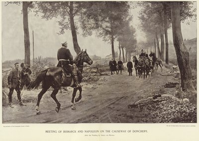 Spotkanie Bismarcka i Napoleona na grobli w Doncherach autorstwa Anton Alexander von Werner