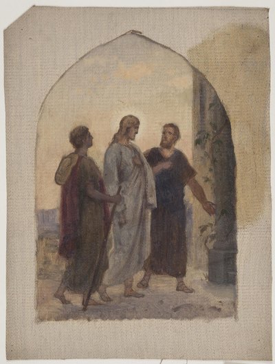 Szkic olejny do Spaceru do Emaus autorstwa Anton Dorph