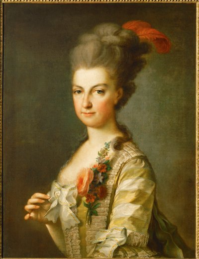 Arcyksiężna Maria Krystyna w jedwabnej sukni w paski (obraz na płótnie) autorstwa Anton Graff