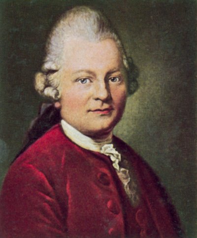 Gotthold Ephraim Lessing, niemiecki dramaturg i filozof (kolorowa litografia) autorstwa Anton Graff