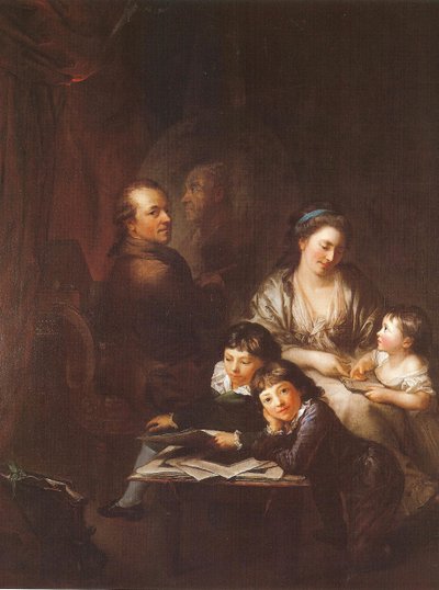 Rodzina artysty przed portretem Johanna Georga Sulzera autorstwa Anton Graff