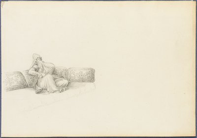 Domniemany portret Sultany Hadigé siedzącej na sofie (grafit na papierze) autorstwa Anton Ignaz Melling