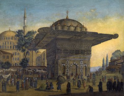 „Widok na fontannę Tophane (Top Hane), Stambuł, Turcja”” Obraz Antoine Ignace Melling (1763-1831) 1819 Kolekcja prywatna autorstwa Anton Ignaz Melling