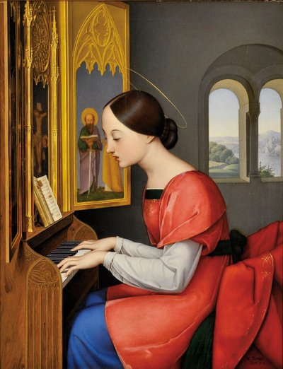 Święta Cecylia z Rzymu grająca na organach - Obraz Antona Josefa Dragera (Joseph Anton Draeger) (1794-1833) autorstwa Anton Josef Dräger