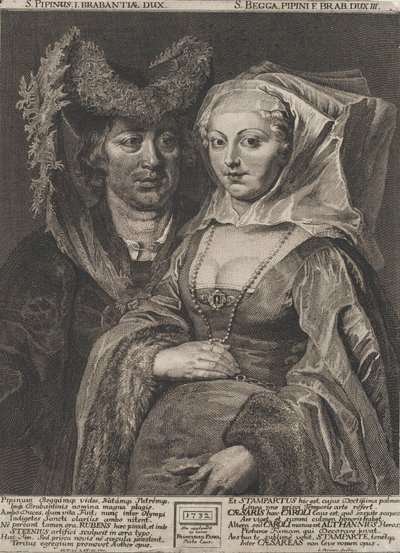 Św. Pepin I i jego córka, Św. Begga, 1732. autorstwa Anton Joseph von Prenner