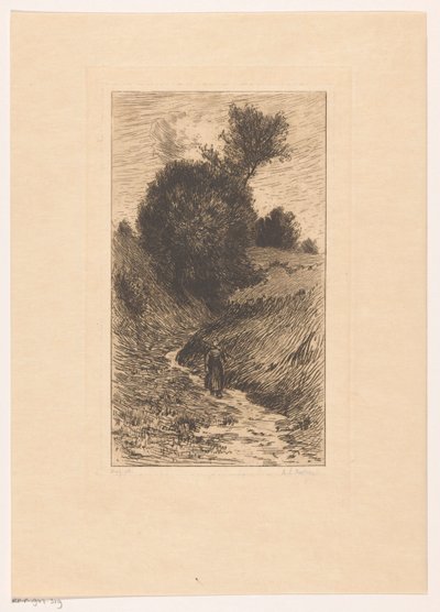 Kobieta na zatopionej drodze autorstwa Anton L. Koster (signed by artist)